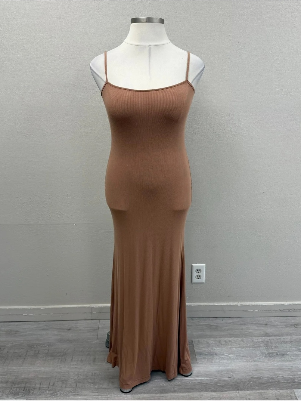 Skims Brown Rib Knit Maxi Dress - Size 2X
